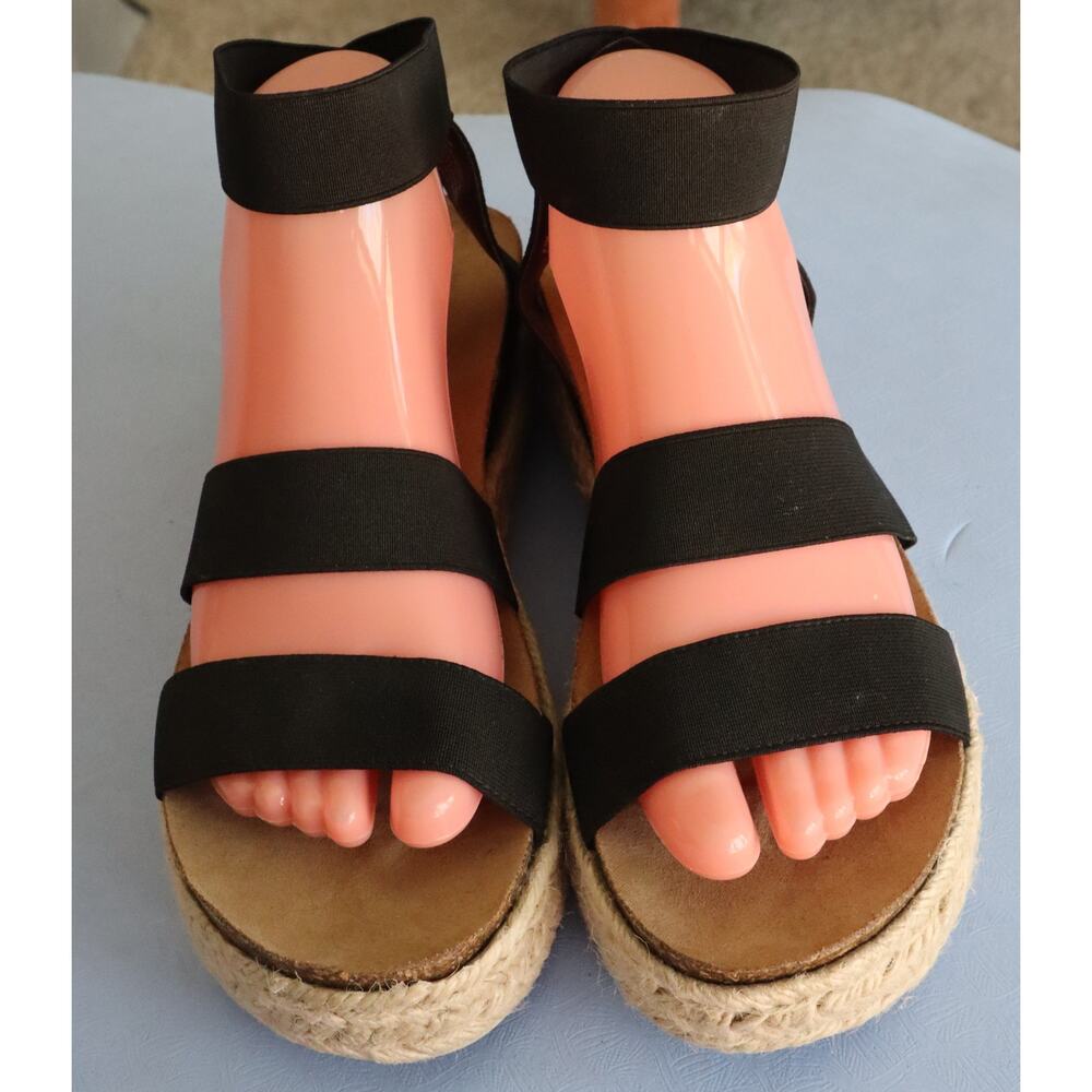 Esprit Black Elastic Stretchy Espadrille Sandals Platform Strappy Women Gigi 8.5 - Picture 2 of 6